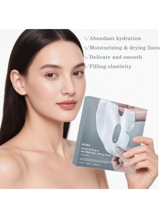 KOEC 4PCS Deep Collagen Anti Wrinkle Lifting Mask Bio Collagen Hydrating Firming Overnight Hydrogel Mask Instant Brightening Firming Anti Aging Face Sheet Masks Moisturizing Face Mask Korean Skin Care Facial Hydrogel Sheet Masks - Image 5
