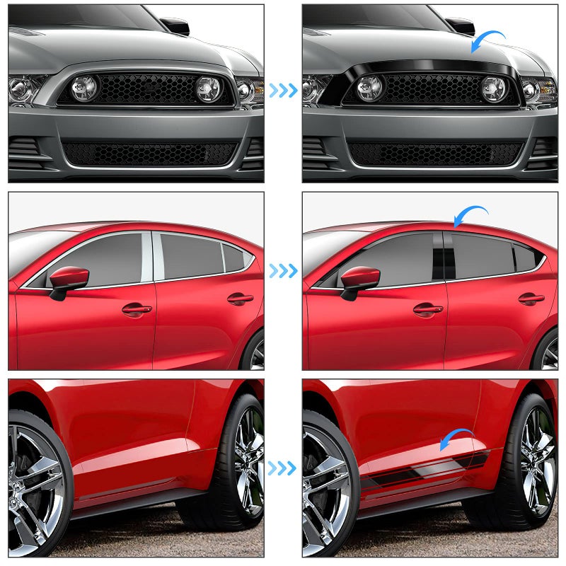 GRTHTATI 4IN X 30FT Gloss Black Vinyl Wrap for Chrome Delete Window Trim Car Door Sill Protector with Air Release Channel Including Vinyl Wrap Tool Kit - Image 2