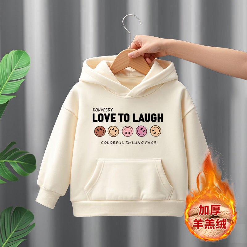 Explosions Pure Cotton Fleece-Lined Thickened Hooded Sweat Korean Style Children'S Boys And Girls Comfortable Top - Image 4