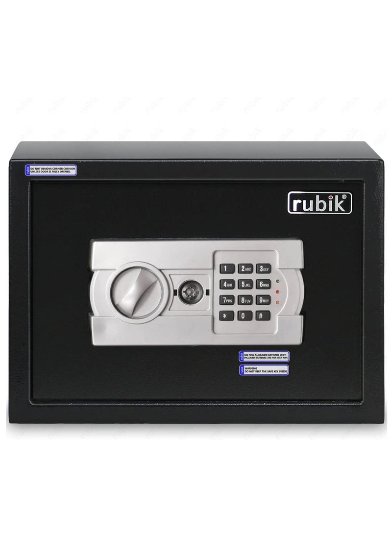 Rubik A4 Document Size Safe Box for Home Office with Key and Pin Code Keypad for Cash Documents Jewelry Passports (25x35x25cm) Black  - Image 4