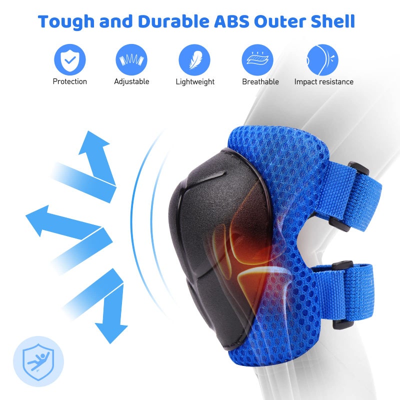 KUYOU Kid's Protective Gear Set,Roller Skating Skateboard BMX Scooter Cycling Protective Gear Pads (Knee Pads+Elbow Pads+Wrist Pads),(Blue) - Image 3