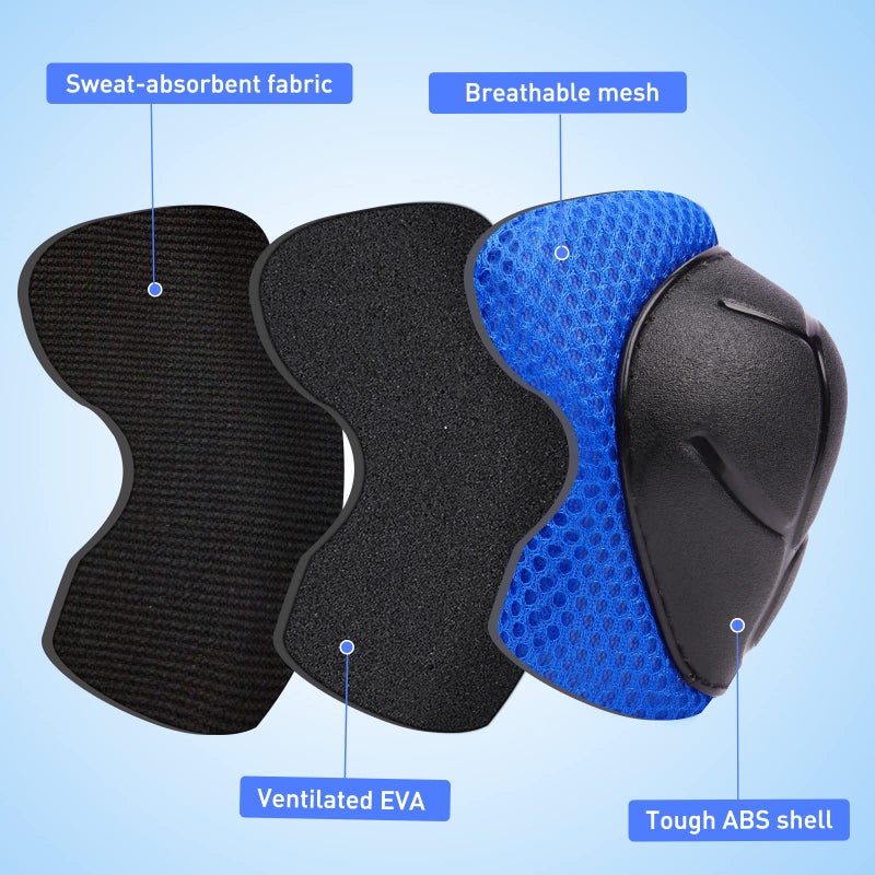 KUYOU Kid's Protective Gear Set,Roller Skating Skateboard BMX Scooter Cycling Protective Gear Pads (Knee Pads+Elbow Pads+Wrist Pads),(Blue) - Image 4