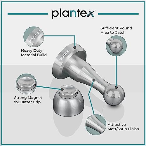 Plantex Stainless Steel 360 Degree 4 inch Door Magnetic Stopper for Home/Wall and Floor Mounted Soft-Catcher to Hold Wooden/Glass/PVC Door Stops - Pack of 2 (Matt Finish) - Image 5