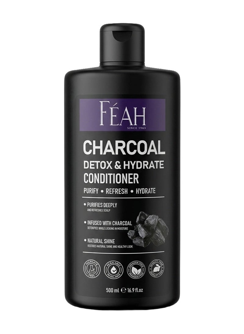 Feah Charcoal Detox & Hydrate Conditioner 500ML - Deep Nourishing & Revitalizing Hair Care - Image 1