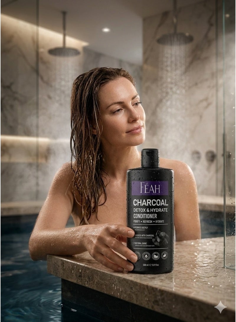Feah Charcoal Detox & Hydrate Conditioner 500ML - Deep Nourishing & Revitalizing Hair Care - Image 2