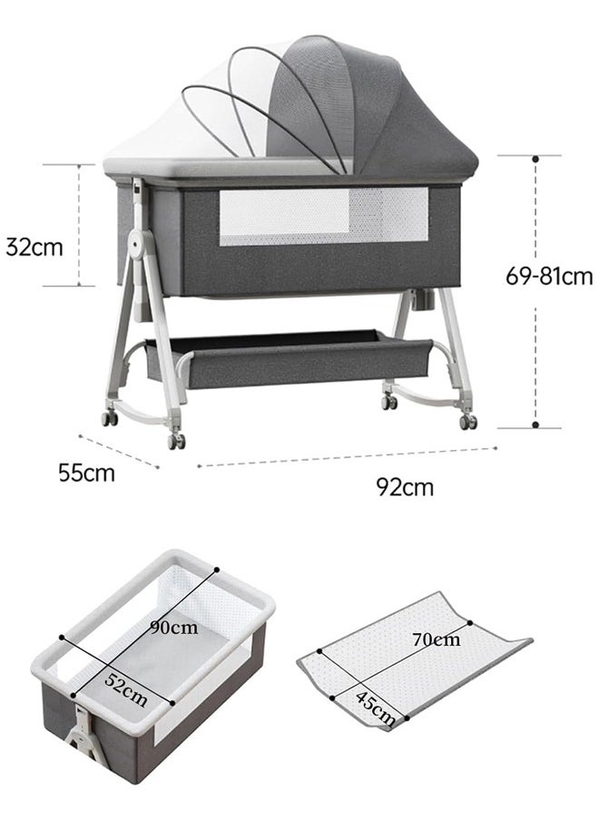 ZCM-HAPPY - Portable and Foldable Baby Bed with Adjustable Height - High Carbon Steel Baby Cradle Bed with Mosquito Net and Anti Spill Milk Design - Image 1