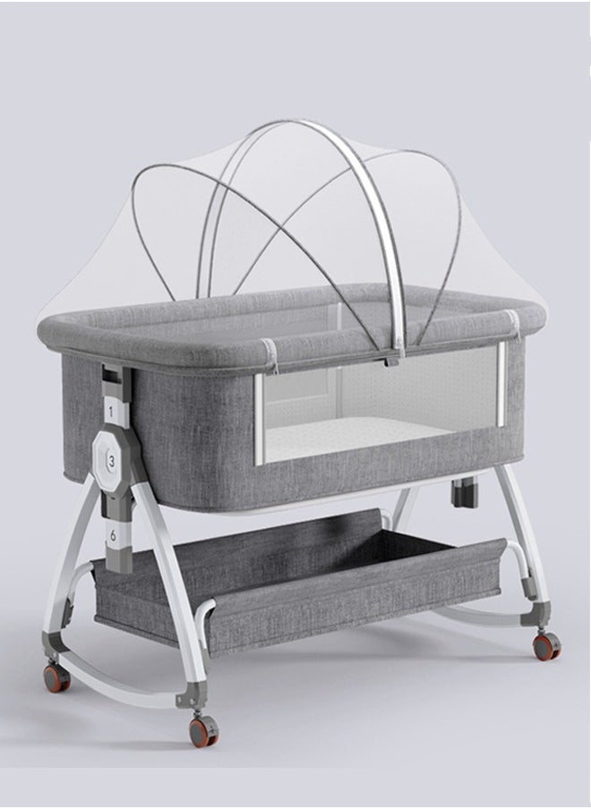 ZCM-HAPPY - Portable and Foldable Baby Bed with Adjustable Height - High Carbon Steel Baby Cradle Bed with Mosquito Net and Anti Spill Milk Design - Image 1