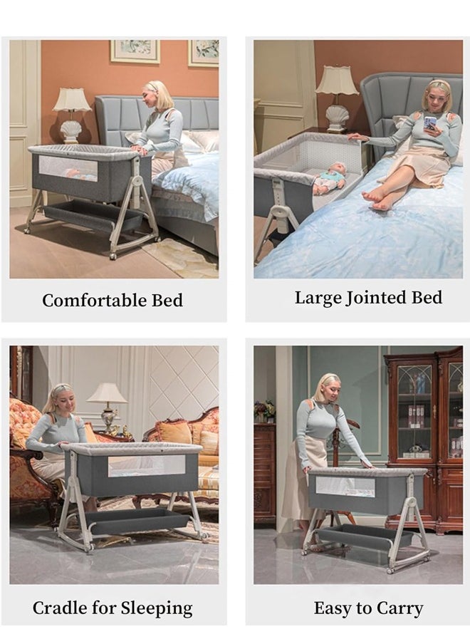 ZCM-HAPPY - Portable and Foldable Baby Bed with Adjustable Height - High Carbon Steel Baby Cradle Bed with Mosquito Net and Anti Spill Milk Design - Image 1