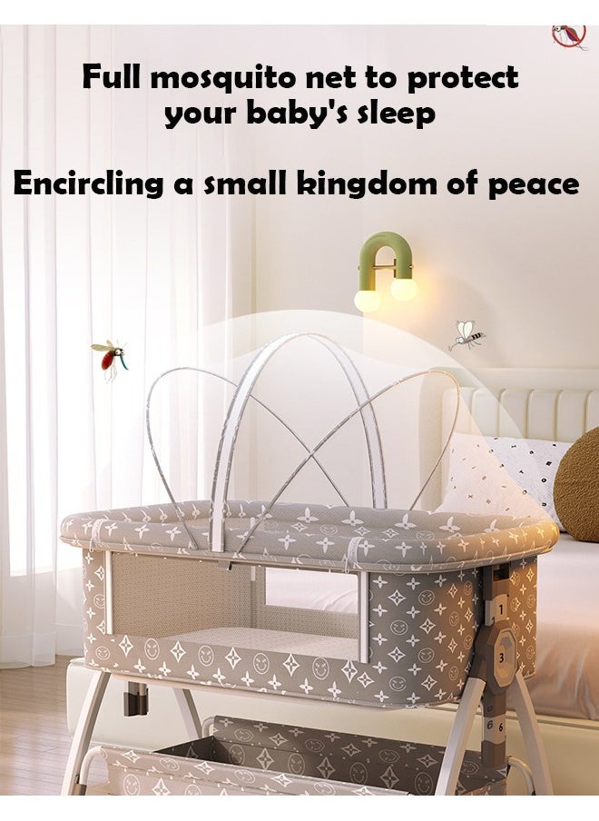 ZCM-HAPPY - Portable and Foldable Baby Bed with Adjustable Height - High Carbon Steel Baby Cradle Bed with Mosquito Net and Anti Spill Milk Design - Image 1