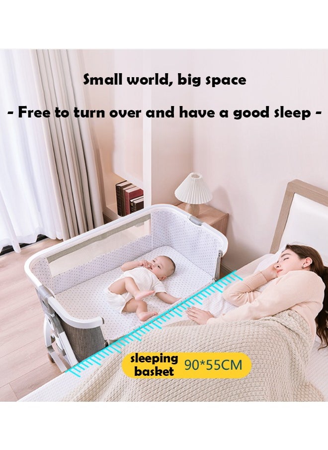 ZCM-HAPPY - Portable and Foldable Baby Bed with Adjustable Height - High Carbon Steel Baby Cradle Bed with Mosquito Net and Anti Spill Milk Design - Image 1