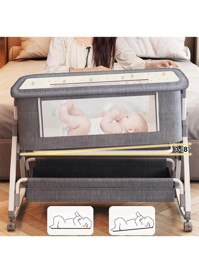 ZCM-HAPPY - Portable and Foldable Baby Bed with Adjustable Height - High Carbon Steel Baby Cradle Bed with Mosquito Net and Anti Spill Milk Design - Image 1