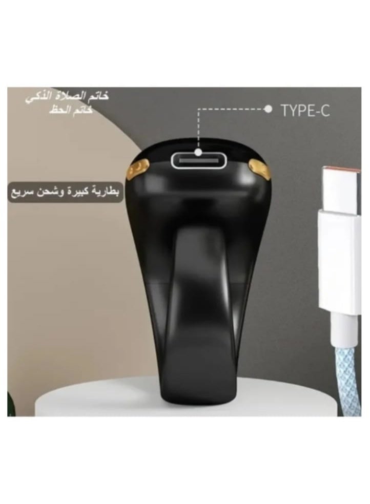 Smart Tasbeeh Ring with OLED Display, 99999 Counter, Prayer Reminder, Type-C Fast Charging, Mobile App & Cloud Sync – Black - Image 1