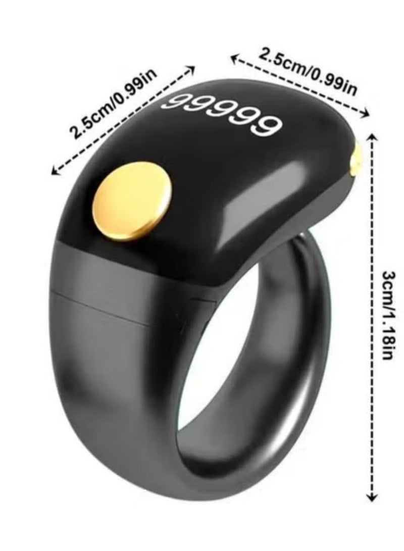 Smart Tasbeeh Ring with OLED Display, 99999 Counter, Prayer Reminder, Type-C Fast Charging, Mobile App & Cloud Sync – Black - Image 4