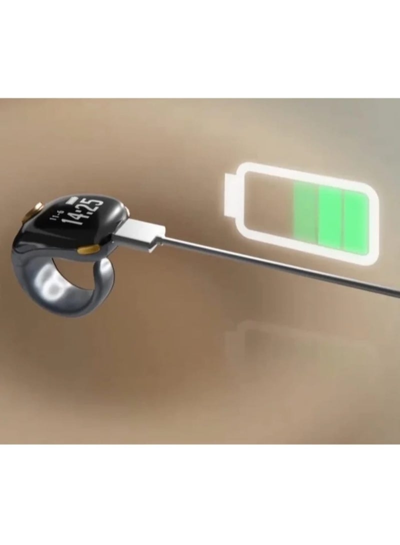 Smart Tasbeeh Ring with OLED Display, 99999 Counter, Prayer Reminder, Type-C Fast Charging, Mobile App & Cloud Sync – Black - Image 3