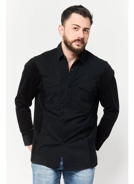 Selected Homme Men Regular Fit Solid Long Sleeve Casual Shirt, Black  - Image 1
