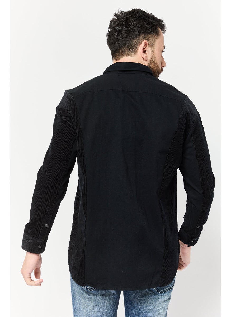 Selected Homme Men Regular Fit Solid Long Sleeve Casual Shirt, Black  - Image 4