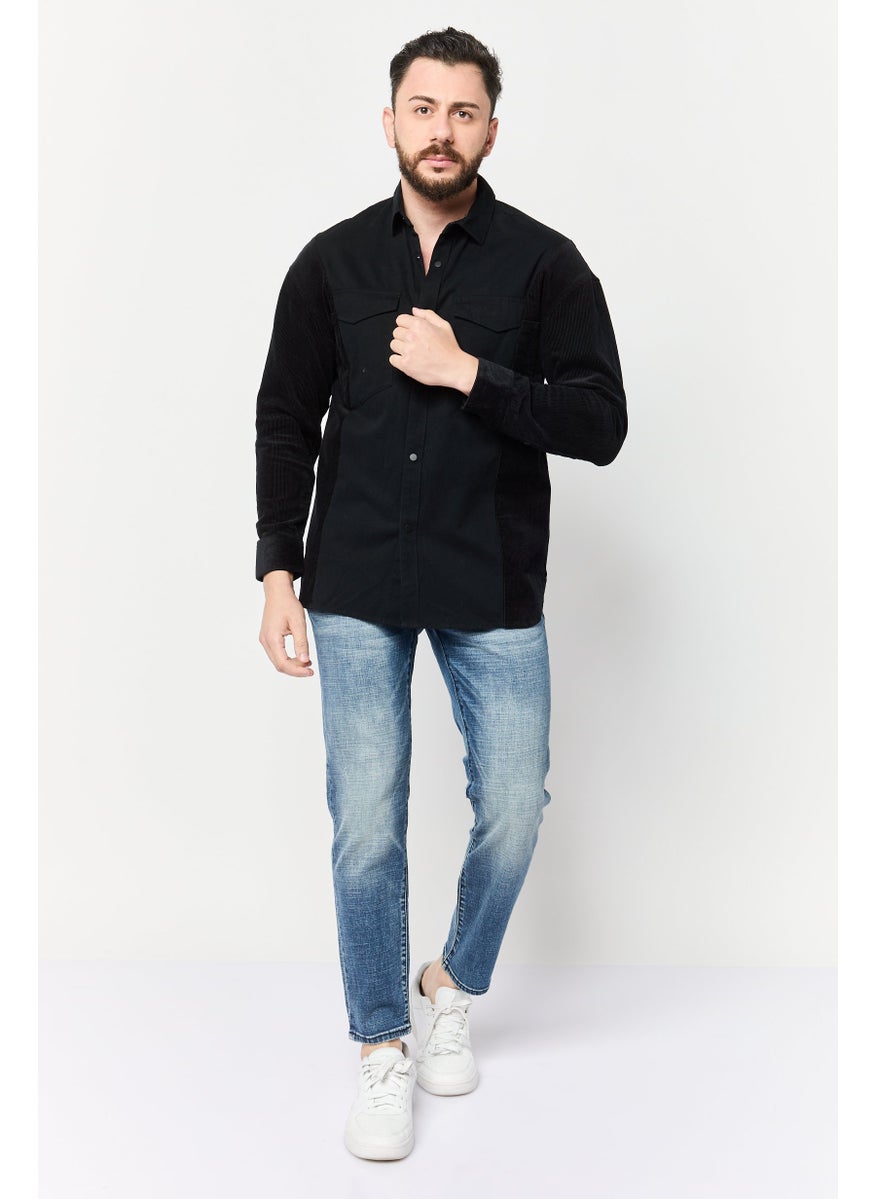 Selected Homme Men Regular Fit Solid Long Sleeve Casual Shirt, Black  - Image 2
