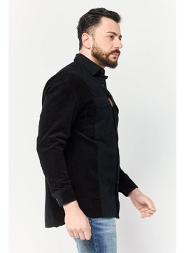 Selected Homme Men Regular Fit Solid Long Sleeve Casual Shirt, Black  - Image 3