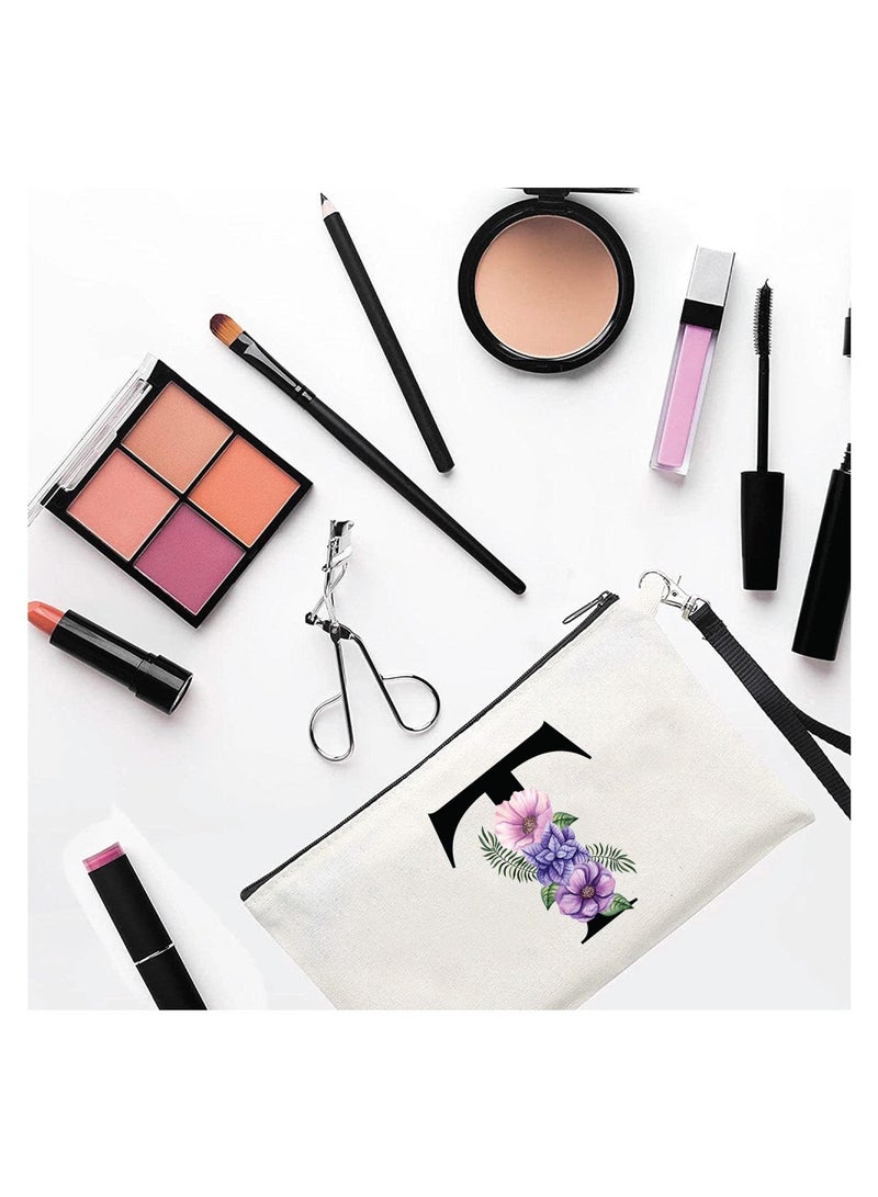PRINTSHOP4ME Initial Monogram Travel Makeup Bag For Women Unique Birthday Gifts For Mother-Bride Bridesmaid Cosmetic Bag-Initial Canvas Makeup Bag Gifts With Zipper(T) - Image 2