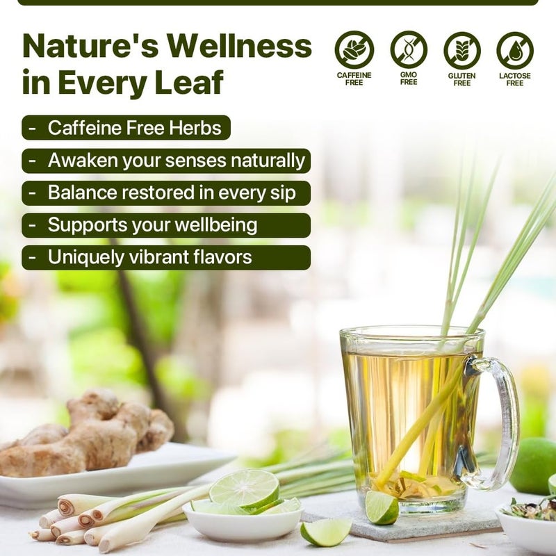 BLUE TEA شاي أزرق - شاي الليمون جراس - 30 كيس شاي || يساعد في إدارة القلق || خالي من الكافيين - شاي عشبي - منعش - للاستخدام اليومي - شاي ديتوكس | مميز في برنامج شارك تانك | تعبئة بسحاب فاخرة - Image 4