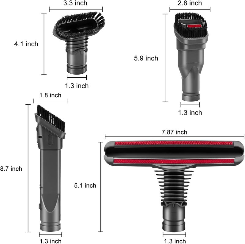 Coodss Replacement Attachments Tools Kit for Dyson V6 DC24 DC33 DC35 DC39 DC44 DC58 DC59 DC62 DC74, Dyson Cordless Vacuum Accessories (4 Pcs Set Brush Kit) - Image 2