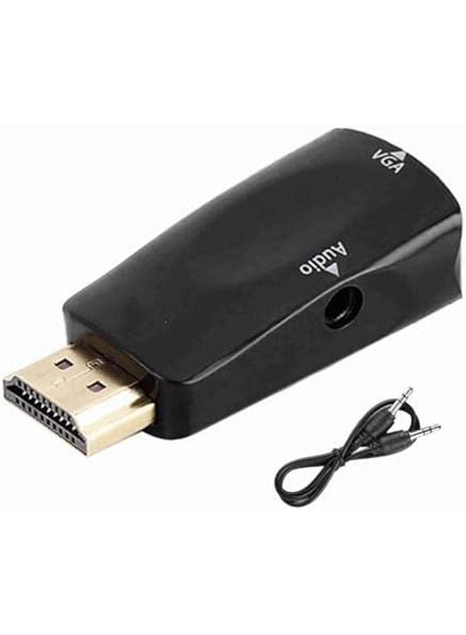محول HDMI إلى VGA مع إخراج صوتي 1080P أسود للكمبيوتر المحمول وجهاز العرض ومشغل DVD - Image 1