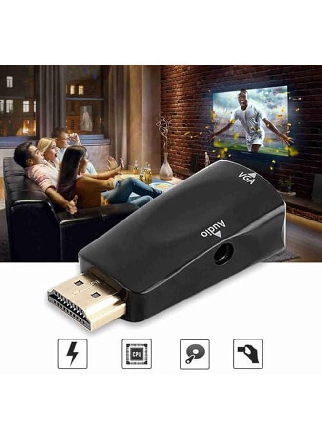 محول HDMI إلى VGA مع إخراج صوتي 1080P أسود للكمبيوتر المحمول وجهاز العرض ومشغل DVD - Image 4