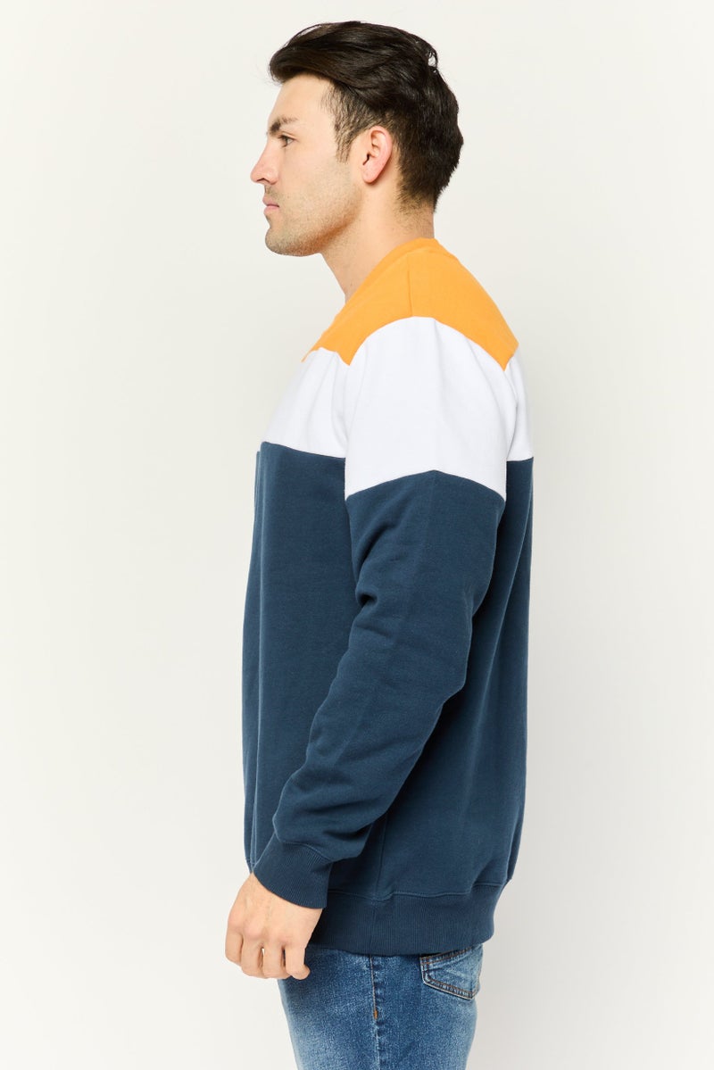 Prince Men Crew Neck Color Block Long Sleeves Sweatshirt, Multicolor - Image 3