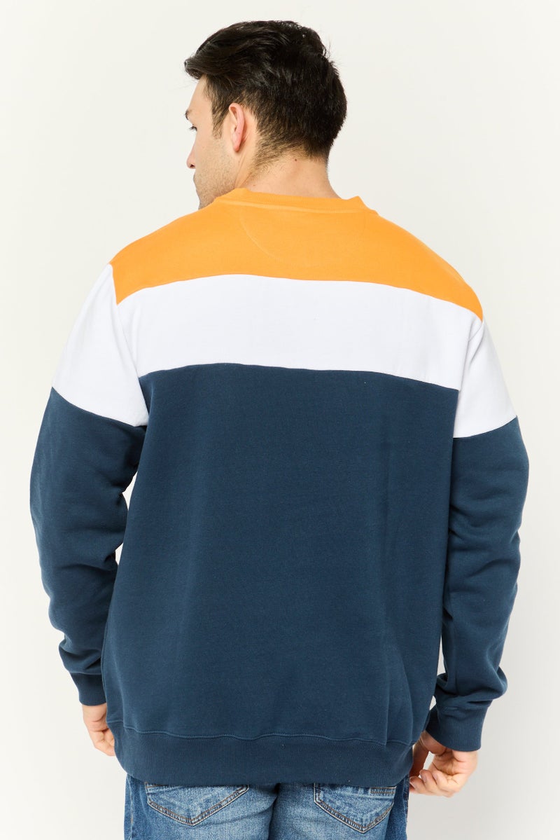 Prince Men Crew Neck Color Block Long Sleeves Sweatshirt, Multicolor - Image 4