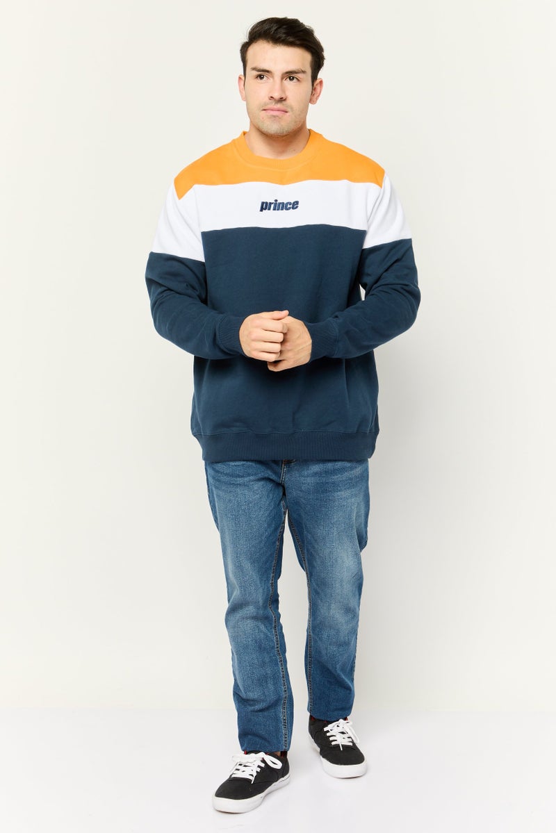 Prince Men Crew Neck Color Block Long Sleeves Sweatshirt, Multicolor - Image 2