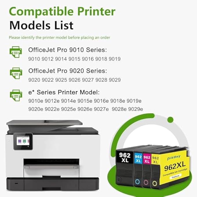 962XL INK CARTRIDGES COMBO PACK REPLACEMENT FOR 962XL 962 INK CARTRIDGES OFFICEJET PRO 9010 9014 9015 9018 9019 9020 9022 9025 9026 PRINTER (4-PACK, BLACK/CYAN/MAGENTA/YELLOW) - Image 2