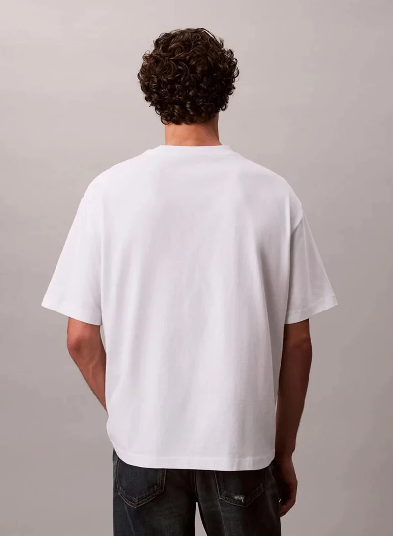 Calvin Klein Bright White Standard Logo Relaxed Tee for Men | Best Price UAE