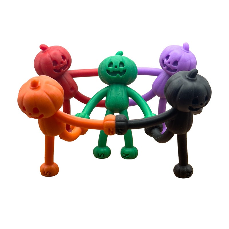 MAGMEN Magnetic Fidget Toy 5pc Action Figures Birthday Party Favors NonCandy STEM Gift Pumpkinhead Sensory Travel Desk Toy for Kids Ages 3 Stress Relief Collectible Boys Girls - Image 3