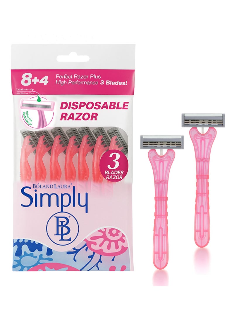 BOLAND LAURA Simply  3-Blade Razor, 12 Pieces - Image 1
