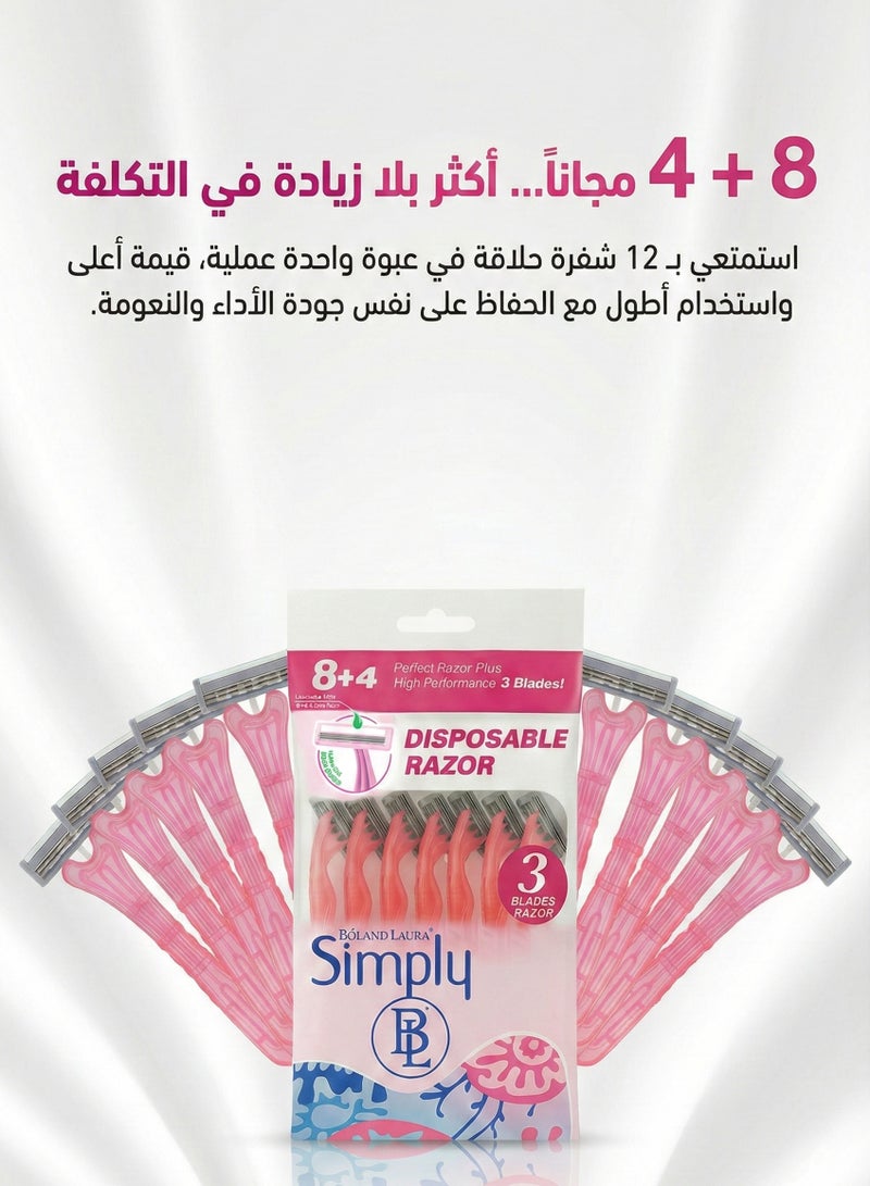 BOLAND LAURA Simply  3-Blade Razor, 12 Pieces - Image 2