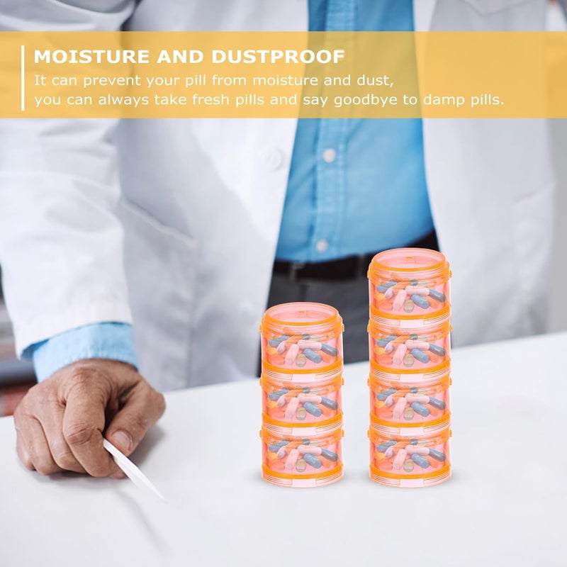 Baluue Weekly Portable Mini Sealed Pill Organizer Container, 7-Day Travel Medicine Storage Case, Detachable Orange Compact Weekly Organizer for Tablets and Supplements - Image 5
