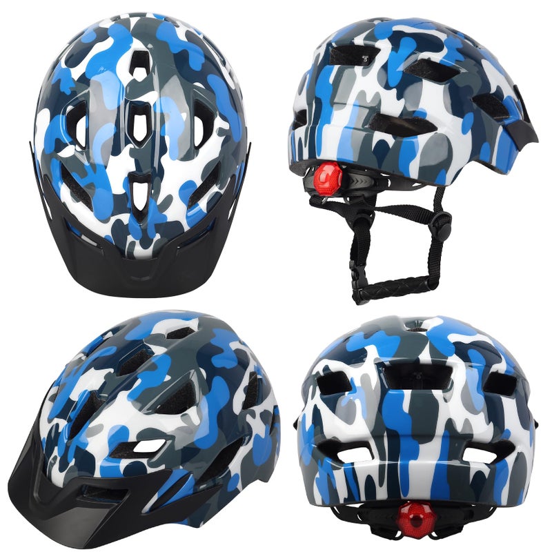 Bavilk Kids Bike Helmet,Bavilk Kids Boys Girls Bike Helmets with LED Light Detachable Visor Children Youth Teen Multi-Sport for Skating Cycling Scooter Skateboard Adjustable & Lightweight 19.7"-22.4" - Image 2