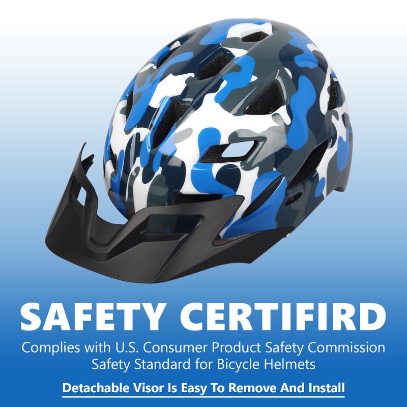 Bavilk Kids Bike Helmet,Bavilk Kids Boys Girls Bike Helmets with LED Light Detachable Visor Children Youth Teen Multi-Sport for Skating Cycling Scooter Skateboard Adjustable & Lightweight 19.7"-22.4" - Image 3