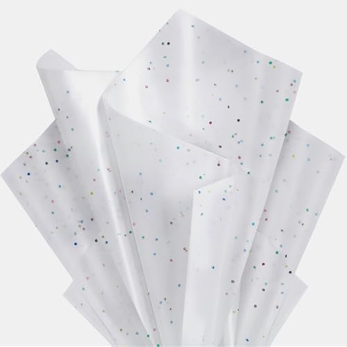Ueerdand White Glitter Tissue Paper for Gift Bags 36 Sheets 14x20 Inch Recyclable Wrapping Paper for Weddings Birthdays Party Festival Decorations DIY Craft Supplies - Image 2