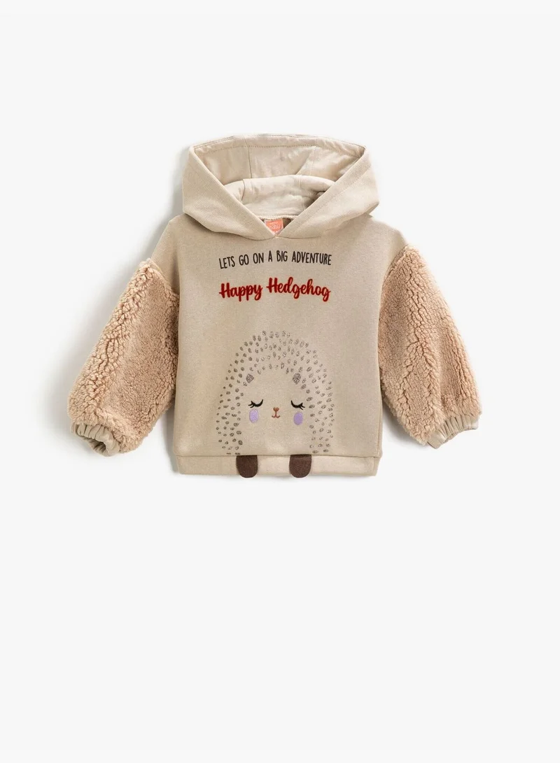 كوتون Hoodie Printed Plush Leg Sweatshirt Cotton