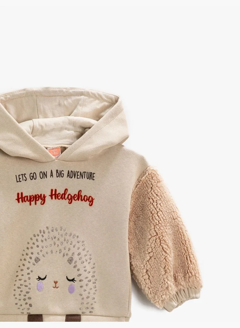 كوتون Hoodie Printed Plush Leg Sweatshirt Cotton