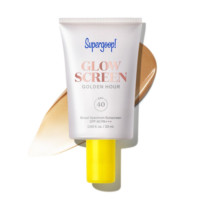 Supergoop! سوبرغوب! غلوسكرين SPF 40، ساعة ذهبية (توهج برونزي) - 0.68 أونصة سائلة - برايمر متلألئ + واقي شمس ملون واسع الطيف - يساعد في تصفية الضوء الأزرق - ترطيب - حمض الهيالورونيك وفيتامين B5 - Image 1