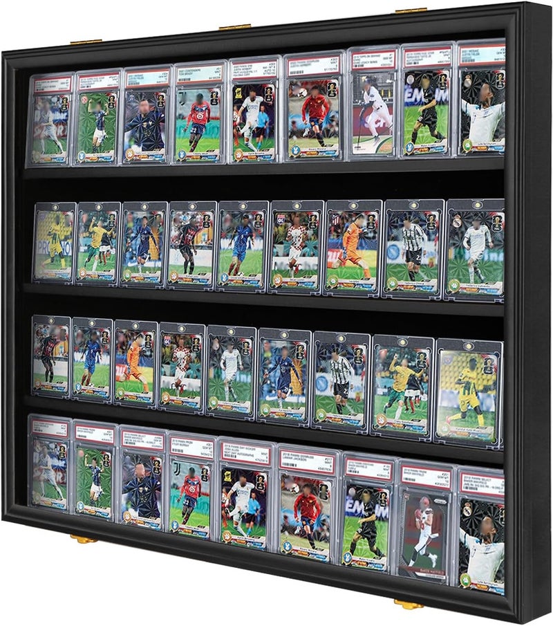 Temgee Graded Sports Card Display Case Lockable,Trading Card Collector Wall Display Holder for Baseball Basketball Football Hockey Cards, UV Protection Acrylic(Black) - Image 1