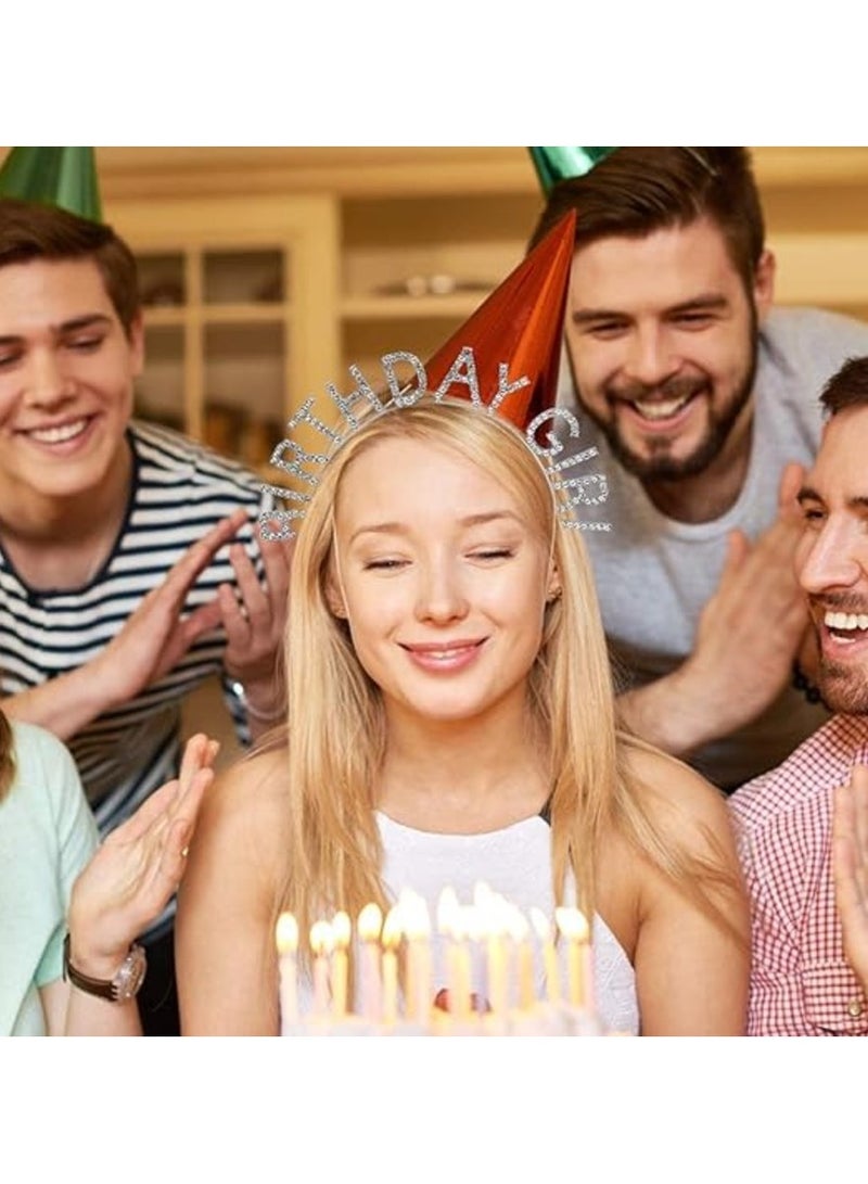 AROAQ Birthday Girl Headband Birthday Tiara Crown Gold - Image 3