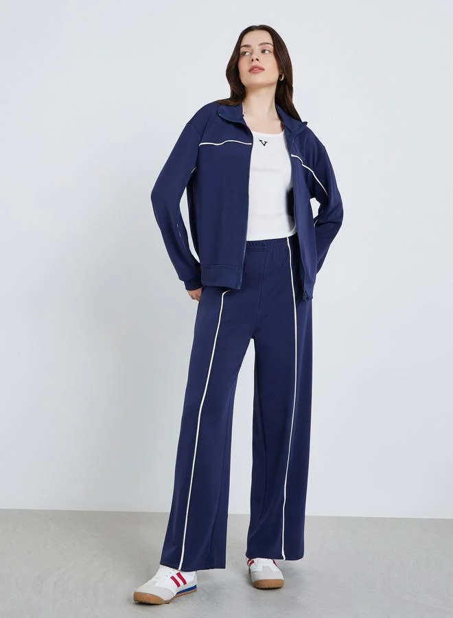 Styli Women Knit Bomber Jacket and Pants Co-Ords