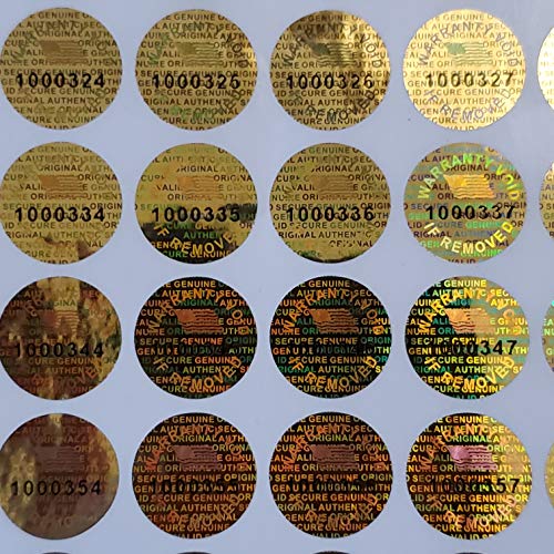 Dealimax Golden Color 14 MM (0.53 inch) Round with Serial Number Hologram Labels Tamper Evident Stickers Security Void Seals Labels - Dealimax Brand (500) - Image 3