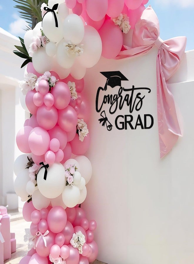 MASTRON Congrats Grad Sign for Backdrop - Felt Congrats Grad with Graduation Cap & Diploma Decal Sign for 2026 Grad Party Balloon Arch Backdrop Decorations Photo Props (Glitter Gold) - Image 4