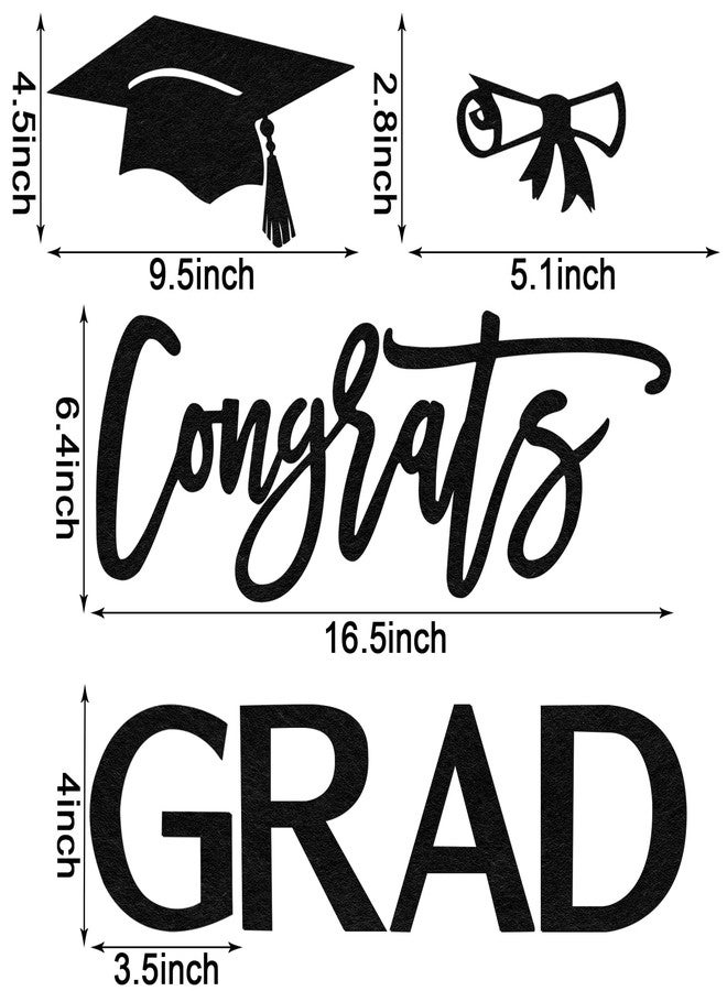 MASTRON Congrats Grad Sign for Backdrop - Felt Congrats Grad with Graduation Cap & Diploma Decal Sign for 2026 Grad Party Balloon Arch Backdrop Decorations Photo Props (Glitter Gold) - Image 2