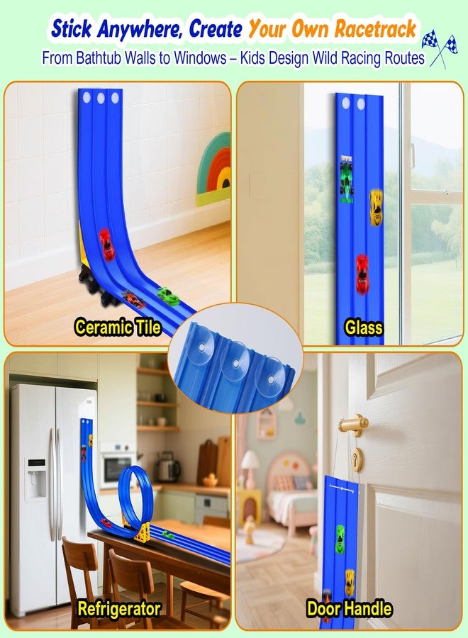 Nicmore 3-Lane Flexible Race Track for Kids: 15ft DIY Bendable Ramp with Suction Cups - Portable Roll-Up Car Track for Kids Compatible with 1:64 Diecast Cars - Easter Birthday Gift for Boys Girls Ages 3+ - Image 2