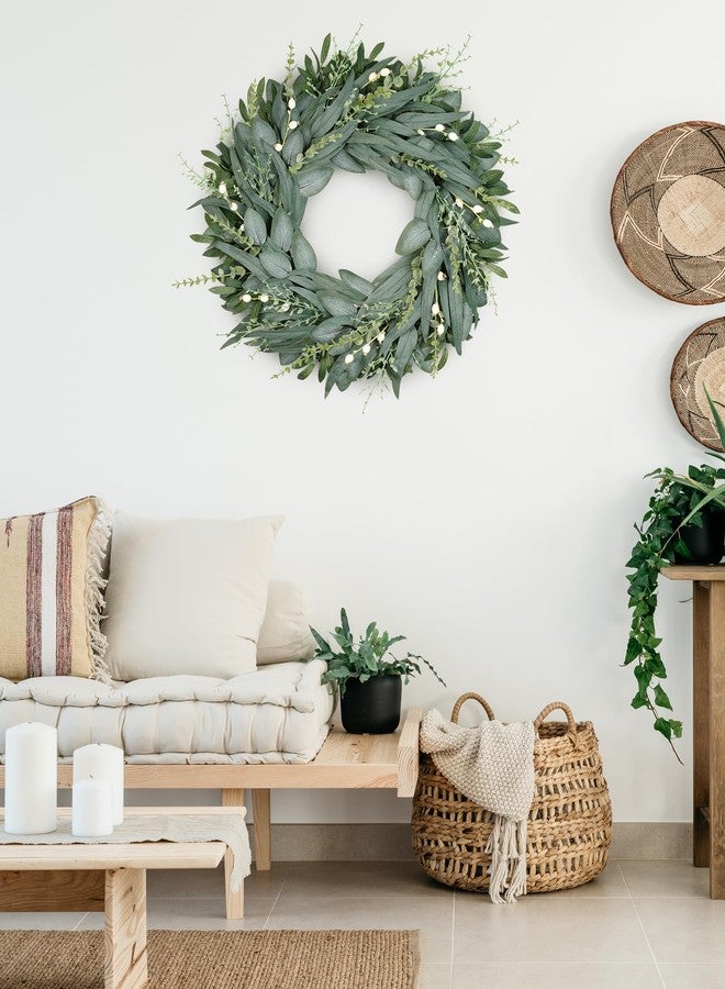 Vlorart 26 Inch Eucalyptus Wreath, Artificial Spring Summer Wreaths for Front Door - Image 2